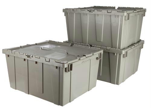 Premium Heavy-Duty Attached Lid Containers - Grey - Set of 3