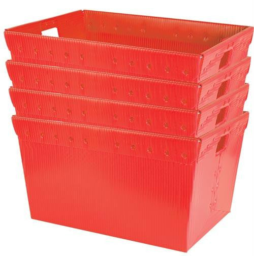 Large Plastic Nestable Storage Totes - 24" (Red)