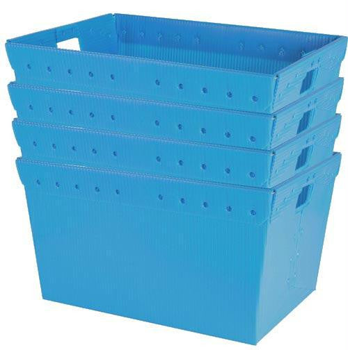 Large Plastic Nestable Storage Totes - 28" (Blue)