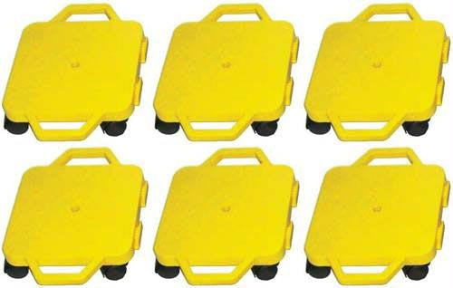 12" Yellow Connect-A-Scooters (nylon casters) - Set of 6