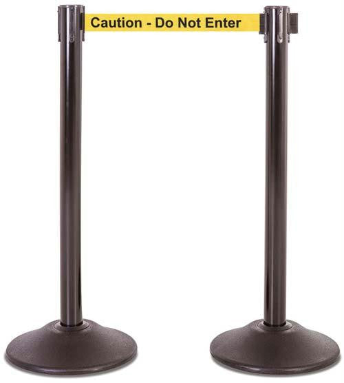 Steel Stanchion - Black w- "Caution - Do Not Enter" Belt