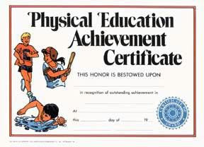 Physical Education Certificates - Pack of 25