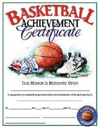 Basketball Certificate