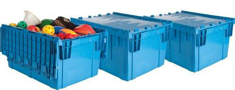 Premium Heavy-Duty Attached Lid Container - Blue - Set of 3