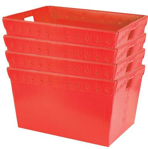 Large Plastic Nestable Storage Totes - 24" (Red)