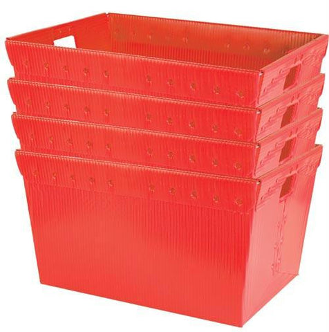 Large Plastic Nestable Storage Totes - 28" (Red)