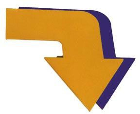 Jumbo Curved Poly Arrow (blue-yellow)