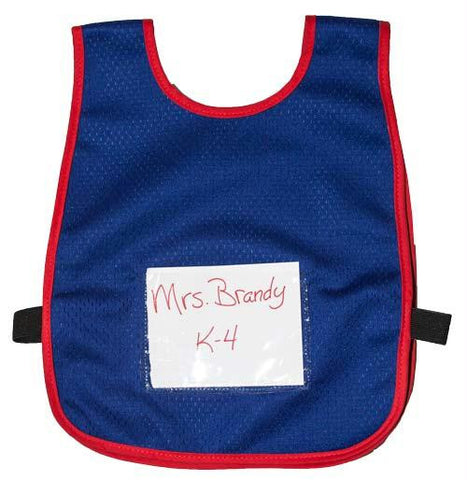 Child Vest w- sign pouch (Blue w- Red Trim)